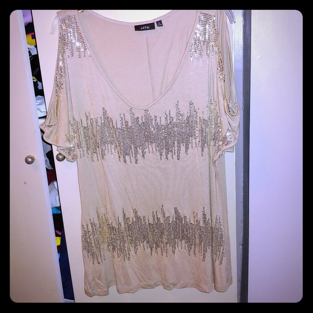 Apt 9 Sequin Cold Shoulder Top